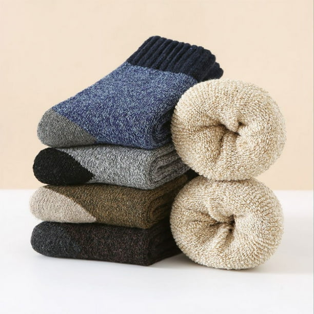 Calcetines térmicos para hombre, 5 pares de calcetines gruesos y cálidos de invierno, de lana transpirable, talla 37-44