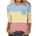 thumbnail image 1 of Haut Décontracté pour Femmes Couleur Unie Col Rond Manches 3/4 et Poche, 1 of 3