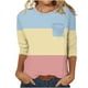 thumbnail image 1 of 3/4 Manga Superior de las Mujeres Casual Color Sólido Cuello Redondo con Bolsillo, Blusa de Suéter para Primavera Verano Diario, 1 of 3