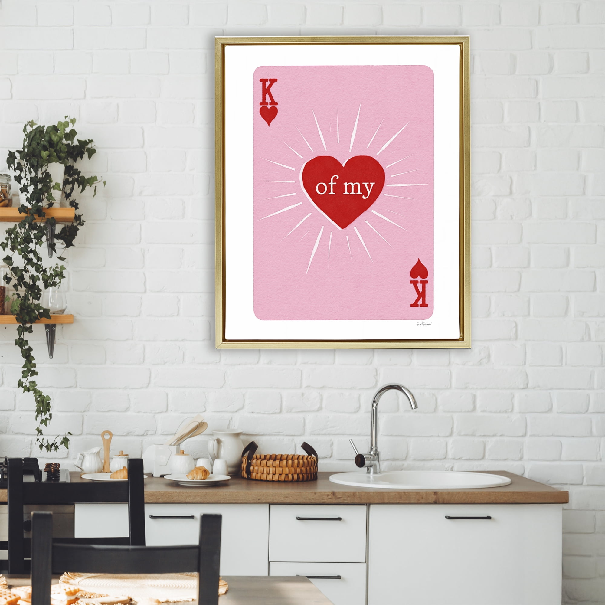 King Of My Heart Gold Framed Floater Canvas Wall Art, design by Amanda Greenwood