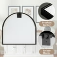 thumbnail image 6 of MAYEERTY 30×28in Modern Arched Aluminum Alloy Black Framed Hanging Mirror, Wall-Mounted for Vanity & Sink, 6 of 9