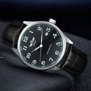 Classical Men's Automatic Self wind Mechanical Watch AUTO Date Function Male Formal Leather Strap Wristwatch