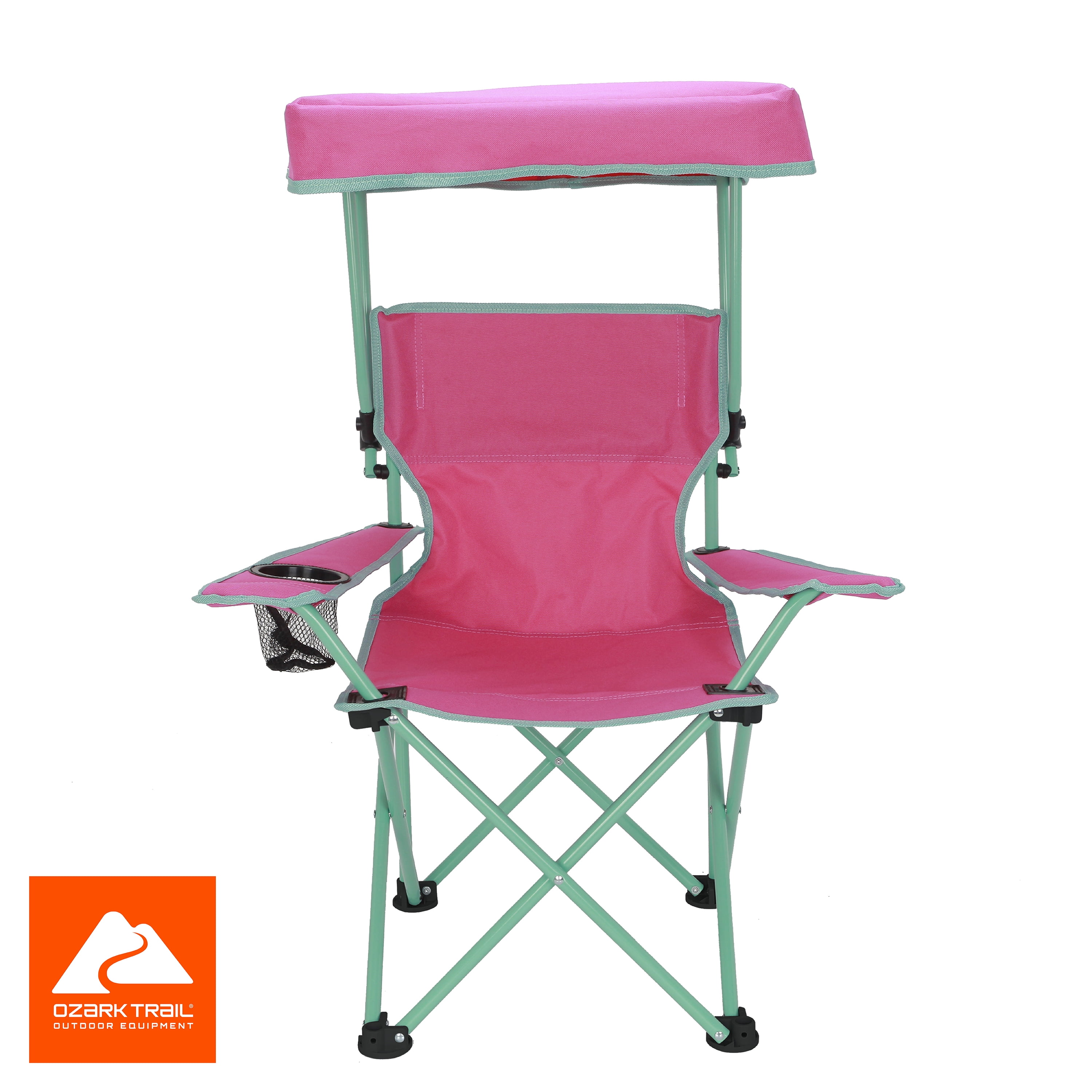 Ozark Trail Kids Canopy Chair with Safety Lock (125 lb. Capacity), Pink/Green