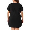 thumbnail image 4 of DARING DIVA Women's Plus Size Short Sleeve Soft Button Down Nightgown 1X Black, 4 of 6