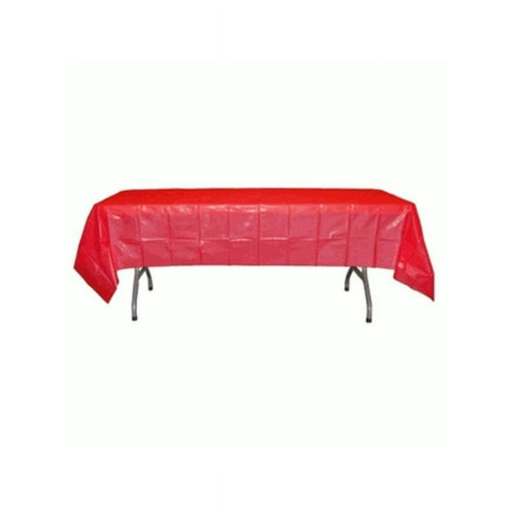 *12 Count* Red Rectangular Plastic Tablecloths 54" x 108"