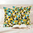 thumbnail image 3 of Pastoral Flowers Pillow Covers 2 Pack White Flowers Blue Leaf Yellow Back Pillowcase Waterproof Outdoor Throw Pillow Cover for Patio Garden Square Cushion 26”x26”, 3 of 9
