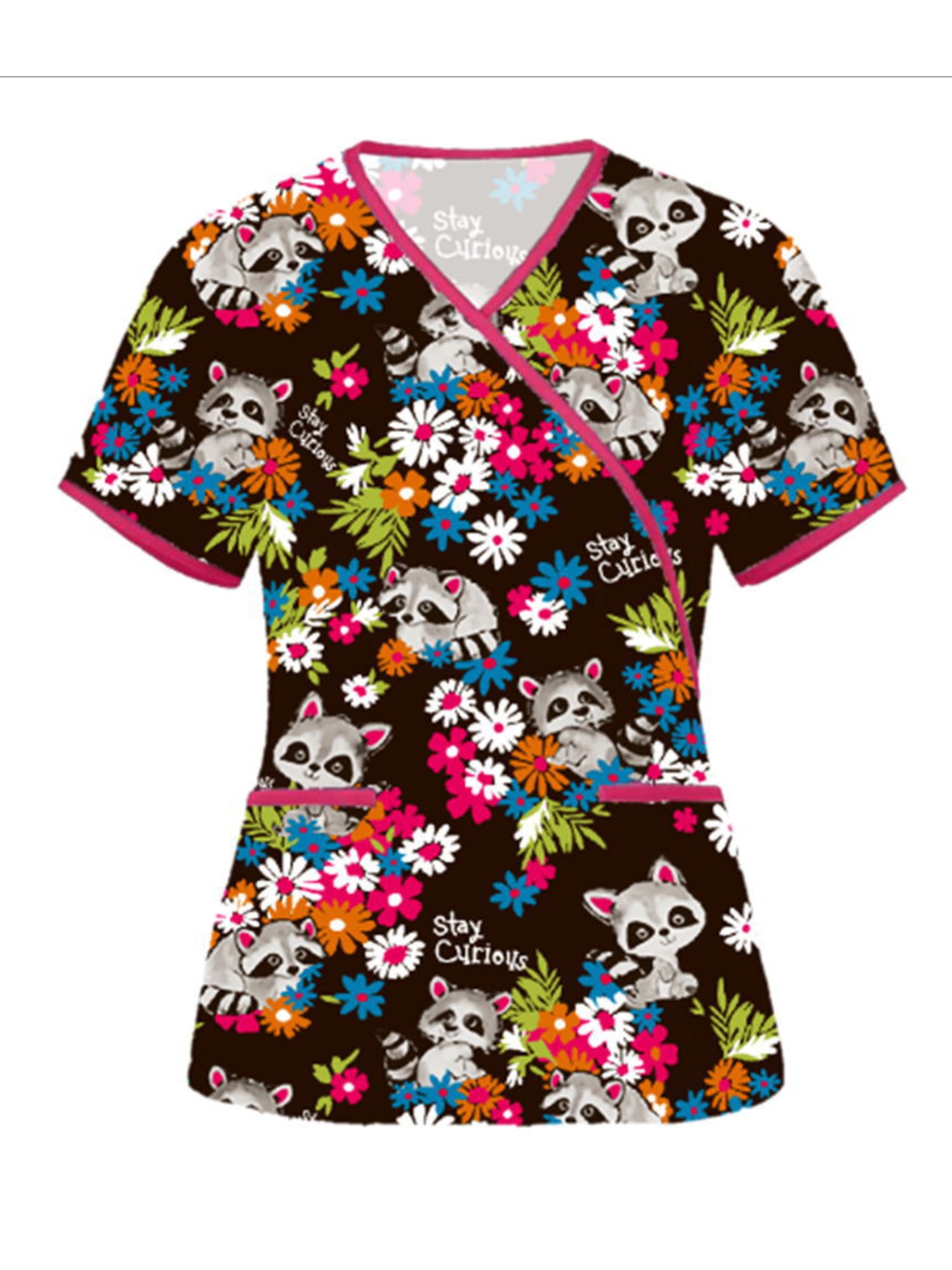 womens-nursing-uniform-t-shirts-blouses-tops-scrubs-floral-printed
