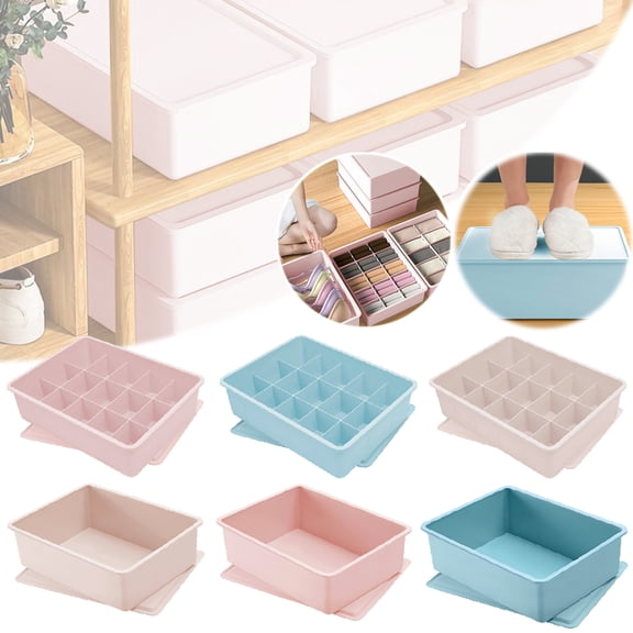 TOPLIU Underwear Storage Box with Lid - 11x8.3x3in Plastic Drawer Organizer for Socks,Panties,Ties & Accessories, Space Saver White