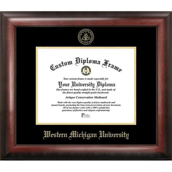 Campus Images MI981GED-1185 8.5 x 11 in. Western Michigan University Gold Embossed Diploma Satin Mahogany Frame