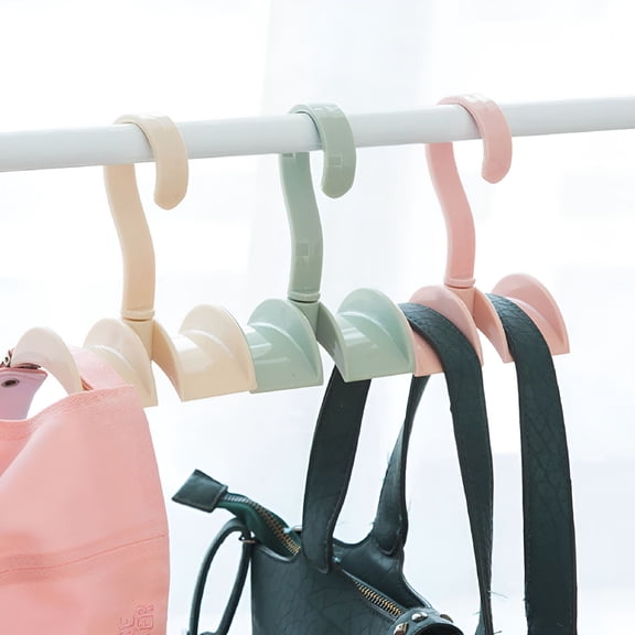 LAMIRO Practical Closet Organizer Rod Hanger Purse Handbag Hanging Storage Holder Hook,Beige