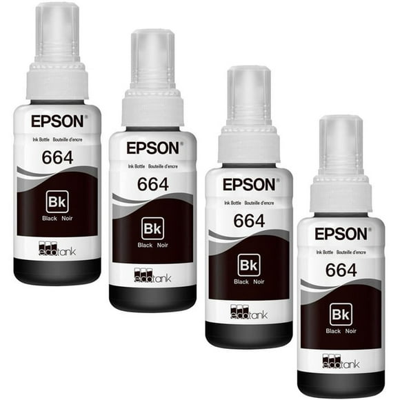 Kit 4 Botellas Tinta EPSON T664 Negro L310 L380 L375 L395 L575 L1300 Epson T664120-AL
