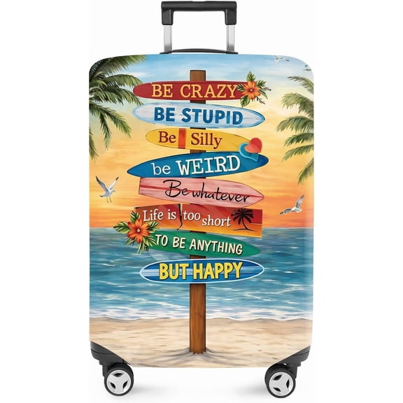 Beach Quote Luggage Cover, Inspirational Summer Travel Suitcase Protector for 20-22 Inch Bags