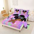 thumbnail image 2 of Castle Fairy Cartoon Black Girl King Sheets 4pcs,Cute Princess Butterfly Bedding,Holographic Pearl Gold,1 Fitted Sheet, 1 Flat Sheet and 2 Pillowcases, 2 of 6