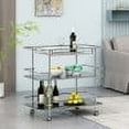 thumbnail image 4 of Metal Bar Car with Glass,Black+Silver Glass Furniture Dining Kitchen Islands Carts, 4 of 11