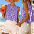 thumbnail image 6 of Plaid Shirts For Women Wide Strap Tank Tops For Women Sleeveless Tops For Women Solid Color Work Blouses Short Sleeve Top For Women Gingham Tops For Women Dressy Tanks Spring Tank Top, 6 of 8