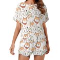 thumbnail image 1 of SKQIT Ensembles de Pyjamas pour Femmes Manches Courtes, Ensembles de Détente Décontractés Deux Pièces Hauts à Manches Courtes et Shorts avec Poches, 1 of 6