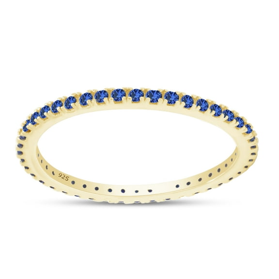 AFFY Simulated Blue Sapphire Full Eternity Band Ring 14k Yellow Gold Over Sterling Silver-12