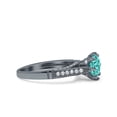 thumbnail image 2 of Art Deco Round Ring Black Tone Paraiba Tourmaline CZ 925 Sterling Silver Size 9, 2 of 6