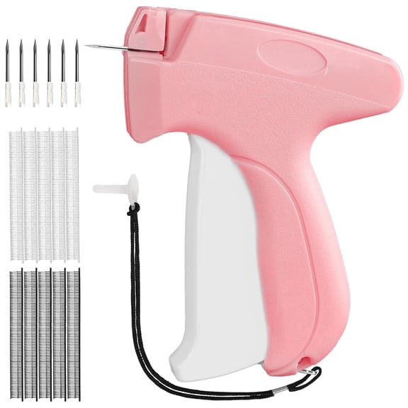 Ldnio Stitch Gun for Clothes - Mini Stitchy Gun Quick Clothing Fixer -Tagging Gun - Includes 5 Needle, 1000 Black & White Fasteners (Pink)