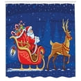 thumbnail image 3 of Ambesonne Santa Shower Curtain, Moving on Sledge at Night, 69"Wx70"L, Navy Blue Multicolor, 3 of 3