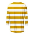 thumbnail image 5 of Fall Saving Clearance!QUINDOS Shirts for Women 3/4 Sleeve Striped Ladies Fall Tops Yellow Crew Neck Classic Fit Striped Casual Tops, 5 of 5