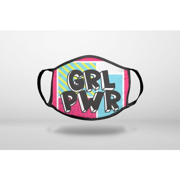 Girl Power - GRL PWR - Pink Background - 3-Ply Reusable Soft Cloth Face Covering, Unisex, Cotton Inner Layer