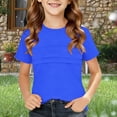 thumbnail image 6 of Asxite Toddler Tshirt Solid Color Short Sleeve Crew Neck Casual Loose Breathable Summer Tops 2-12Y, 6 of 6