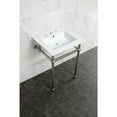 thumbnail image 2 of Kingston Brass KVBH25227W8B8 Templeton 25" Ceramic Console Sink with Brass Legs (8-Inch, 3-Hole), White/Brushed Nickel, 2 of 6
