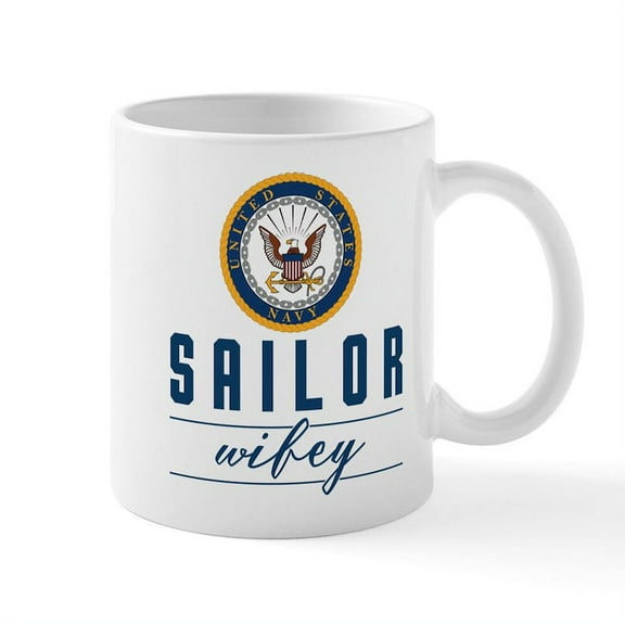 CafePress - Navy Sailor Wifey Mug - 11 oz Ceramic Mug - Novelty Coffee Tea Cup