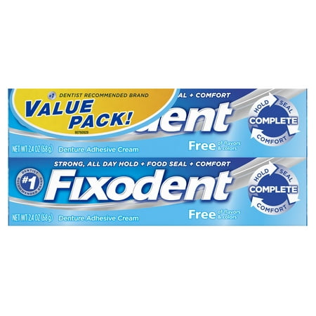 Fixodent Complete Free Denture Adhesive Cream, 2.4 oz (Best Impression Material For Complete Dentures)