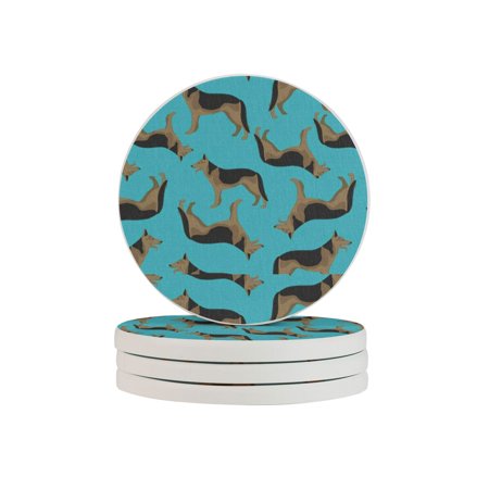 

Circular Drink Coasters Set German Shepherd Alsatian Animals Wildlife Beautiful Home Decor Diatomite Heat-Resistant Diatomite Protect Table Countertop