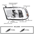 thumbnail image 4 of Spec-D Tuning Chrome LED Light Bar Projector Headlights Compatible with 2009-2018 Dodge Ram 1500 2500 3500, Left + Right Pair Headlamps Assembly, 4 of 6