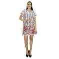 thumbnail image 5 of Bimba Women Bohemian Printed Kaftan Dress Cotton Short Tunic Beach Caftan, 5 of 9