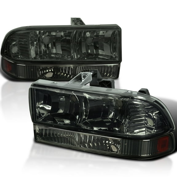 Spec-D Tuning Smoke Headlights   Smoke Bumper Lights Compatible with 1998-2004 Chevy S10, Blazer, Left   Right Pair Headlamps Assembly