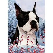 Best of Breed Boston Terrier Winter Berries Garden Flag