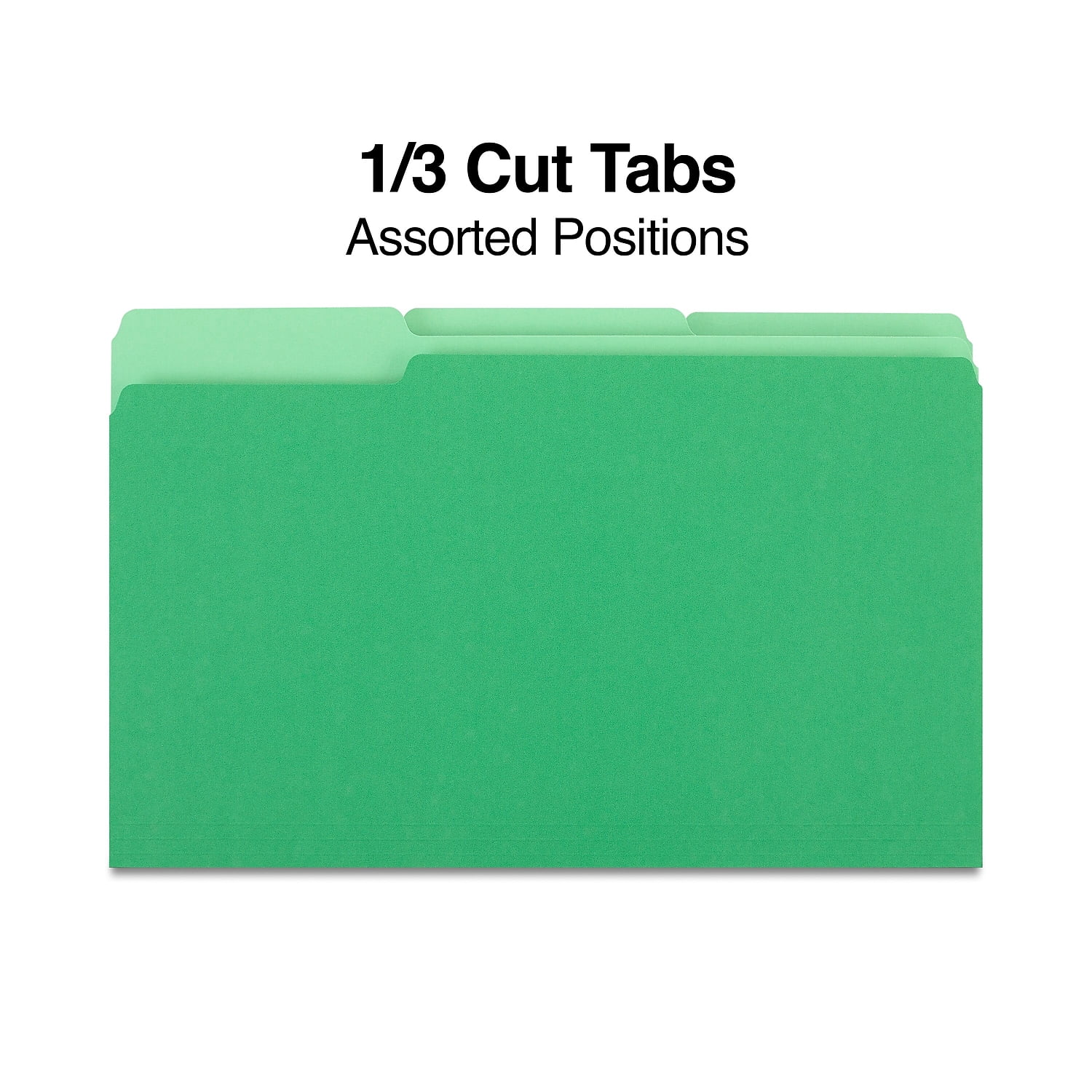 HITOUCH BUSINESS SERVICES File Folders 1/3 Cut Legal Size Green 100/Box TR224584