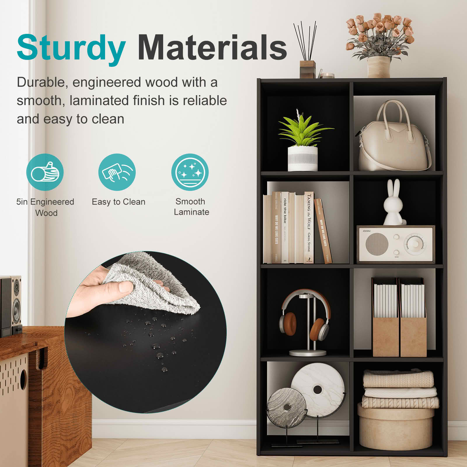MAYEERTY Cube Storage Organizer Open Bookshelf Removable Back Panels