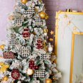 thumbnail image 7 of Dalrosia Christmas Buffalo Plaid Hanging Ornaments Christmas Tree Wooden Hanging Decor Wooden Christmas Ornaments Snowflake Reindeer Snowman Plaid Christmas Decor, 7 of 7