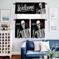 thumbnail image 4 of Abstract Skull Skeletons Rose Curtain Tier and Valance Set 3 Piece, Human Bone Black White 3-inch Rod Pocket Window Tier Curtains Valance for Kitchen Living Room, 4 of 9