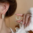 thumbnail image 4 of Small Rice Pearl Earrings with Gold Design for a Lightweight and Elegant Style, 4 of 6
