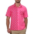 thumbnail image 1 of CAMISA DE PARCHEO DE BOTONES DE MANGA CORTA CON PUNTOS DE POLKA PARA HOMBRES INSPIRADOS EN EL VERANO COLOR ROSA, 1 of 7