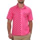 thumbnail image 1 of CAMISA DE PARCHEO DE BOTONES DE MANGA CORTA CON PUNTOS DE POLKA PARA HOMBRES INSPIRADOS EN EL VERANO COLOR ROSA, 1 of 7