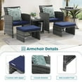 thumbnail image 7 of JOIVI 6 Piece Patio Furniture Conversation Set, with Ottoman, Outdoor Grey Wicker Chair and Table Set, Navy Blue, 7 of 7