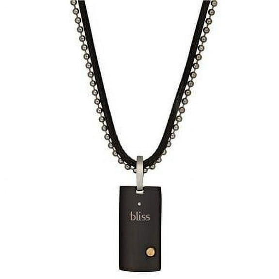 BLISS by Damiani "Uomo" Black Stainless Steel 18K Yellow Gold Pendant with Diamond Necklace