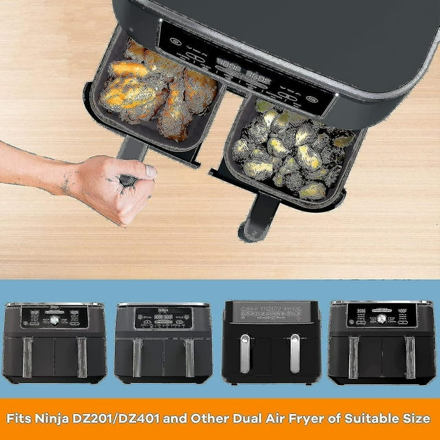 2 Pack Pot en Silicone pour Friteuse à Air Chaud Ninja Foodi Dz201/dz401 8qt, Doublure Réutilisable pour Friteuse à Air Ninja Dual, Accessoires de Friteuse à Air Ninja de Remplacement