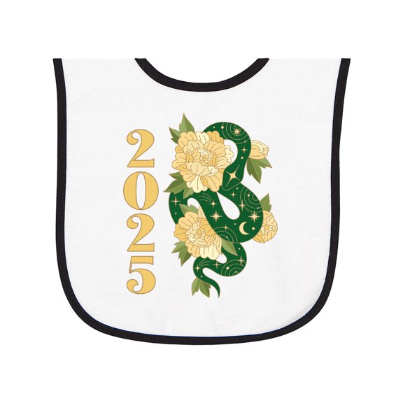 Inktastic 2025 Year of the Snake Chinese New Years Baby Terry Cloth Bib