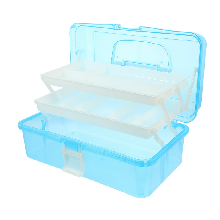Portable Handle Plastic Tool Box Three Layers Painting Tools Storage Box for Home