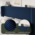 thumbnail image 4 of Einfach King Luxury Channel-Tufted Corduroy Velvet Platform Bed Frame with Wingback Headboard, Dark Blue, 4 of 10
