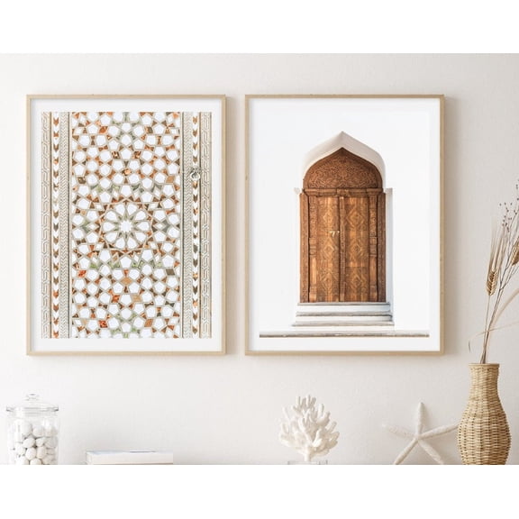 Luvia Moroccan Set Of 2 Moroccan Door Print, Marrakech Mosaic Photo Poster, Boho Wall Set, Modern Wall Decor Set 2 Prints 8x12 UNFRAMED