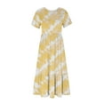 thumbnail image 4 of Sexlip Womens Maxi Dress Short Sleeve Tie Dye Design Light Fabric Flowy Silhouette for Outdoor Leisure Yellow S, 4 of 5